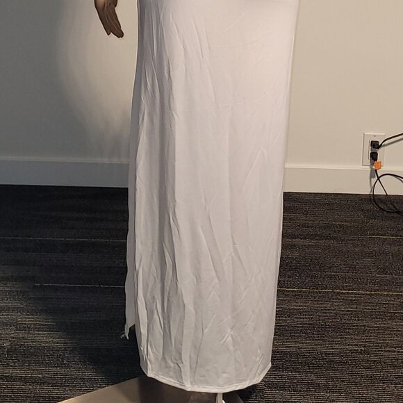 Sexy Women White Long Classy Dress Stretch Silver Seqence Club Medium SL6036-1 - Picture 8 of 9